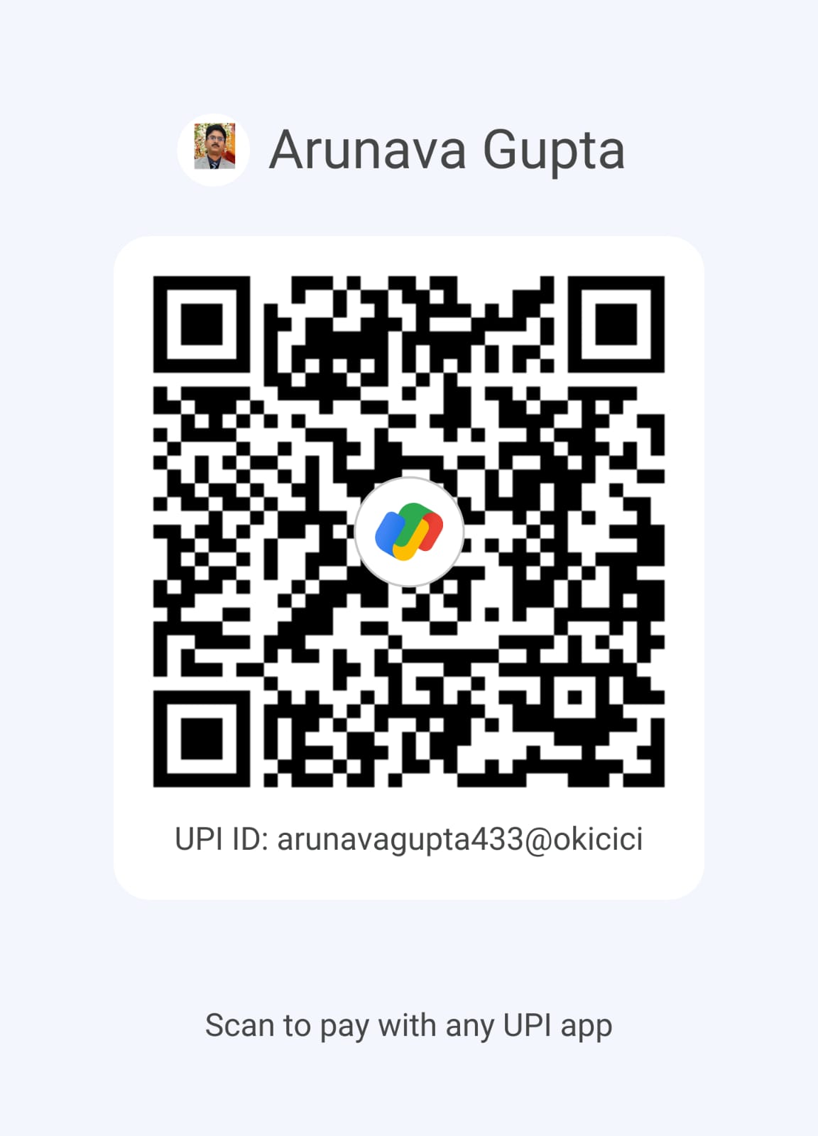 UPI QR code for direct payment to Arunava Gupta